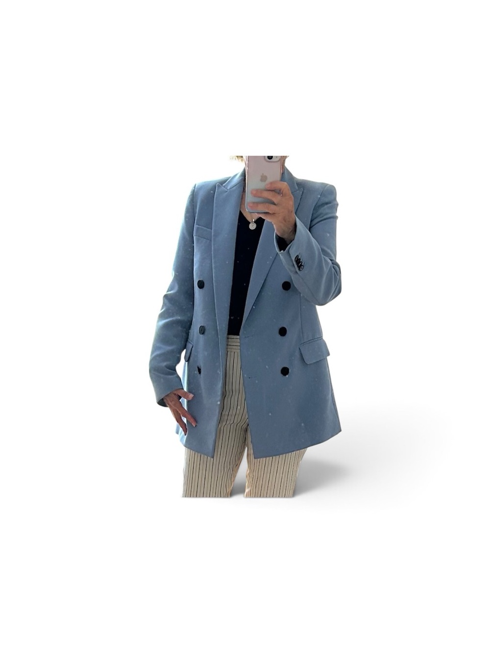 Zara Double-Breasted Sky Blue Blazer XS